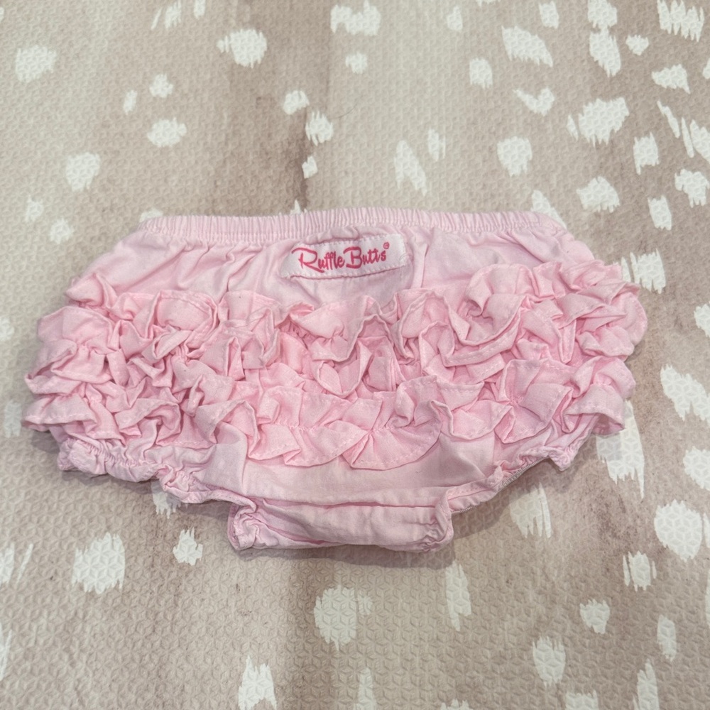 RuffleButts Pink Ruffle Butt Bloomers | Baby Girl 6–12M Cotton Diaper Cover